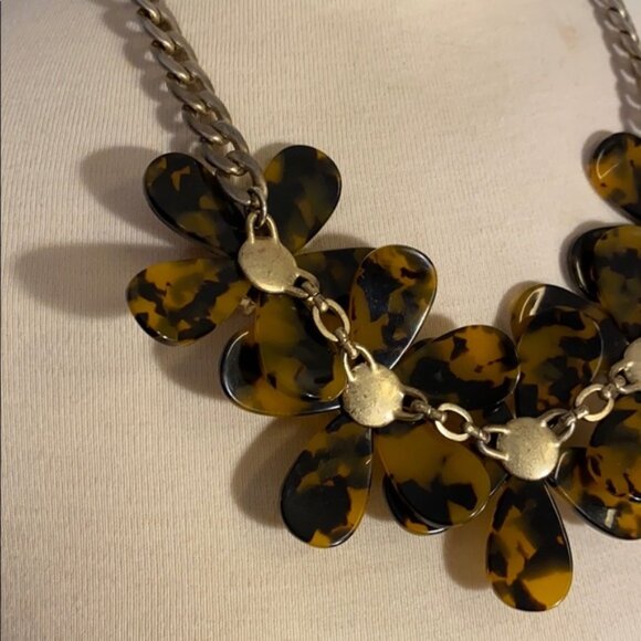 J.Crew Tortoise Crystal Flower Statement Necklace - Picture 8 of 11